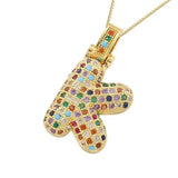 Multicolour Icy Bubble Letter Inital Necklace