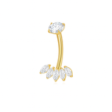 Gold Flower Titanium Belly Bar