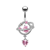Pink Planet Belly Bar - Silver