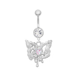 Silver Drip Butterfly Belly Bar