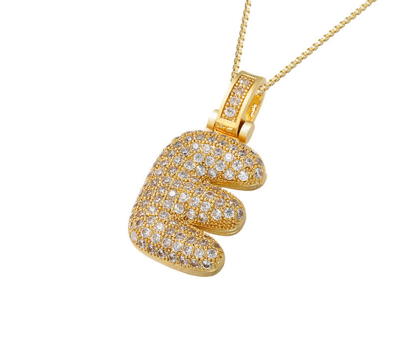 Gold Icy Bubble Letter Initial Necklace
