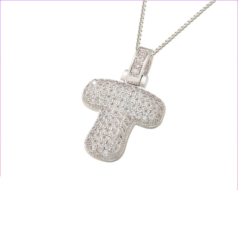 Silver Icy Bubble Letter Initial Necklace