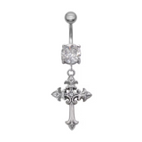 Silver Cross Belly Bar