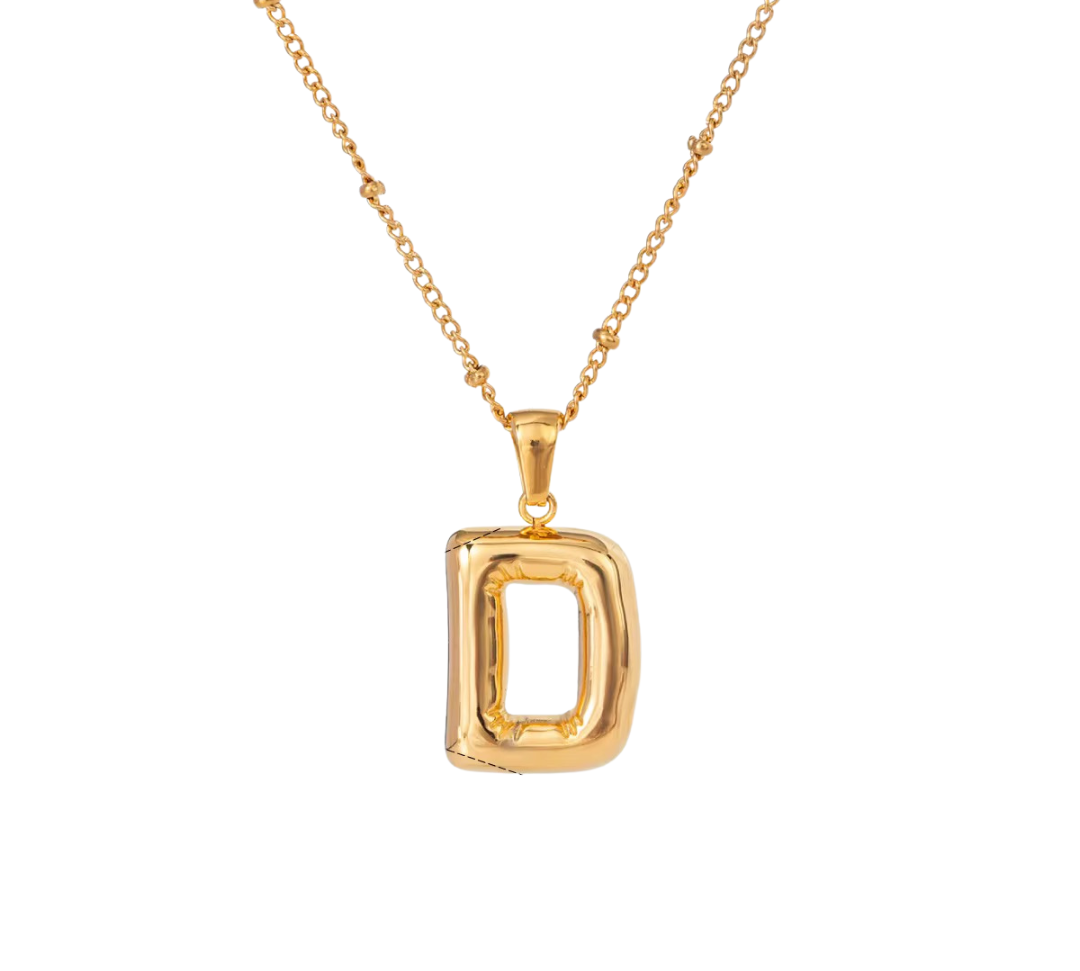 Bubble Letter Initial Necklace