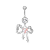 Pink Silver Bow Belly Bar