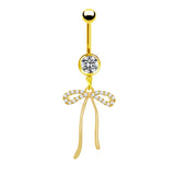Gold Dangling Long Bow Belly Bar