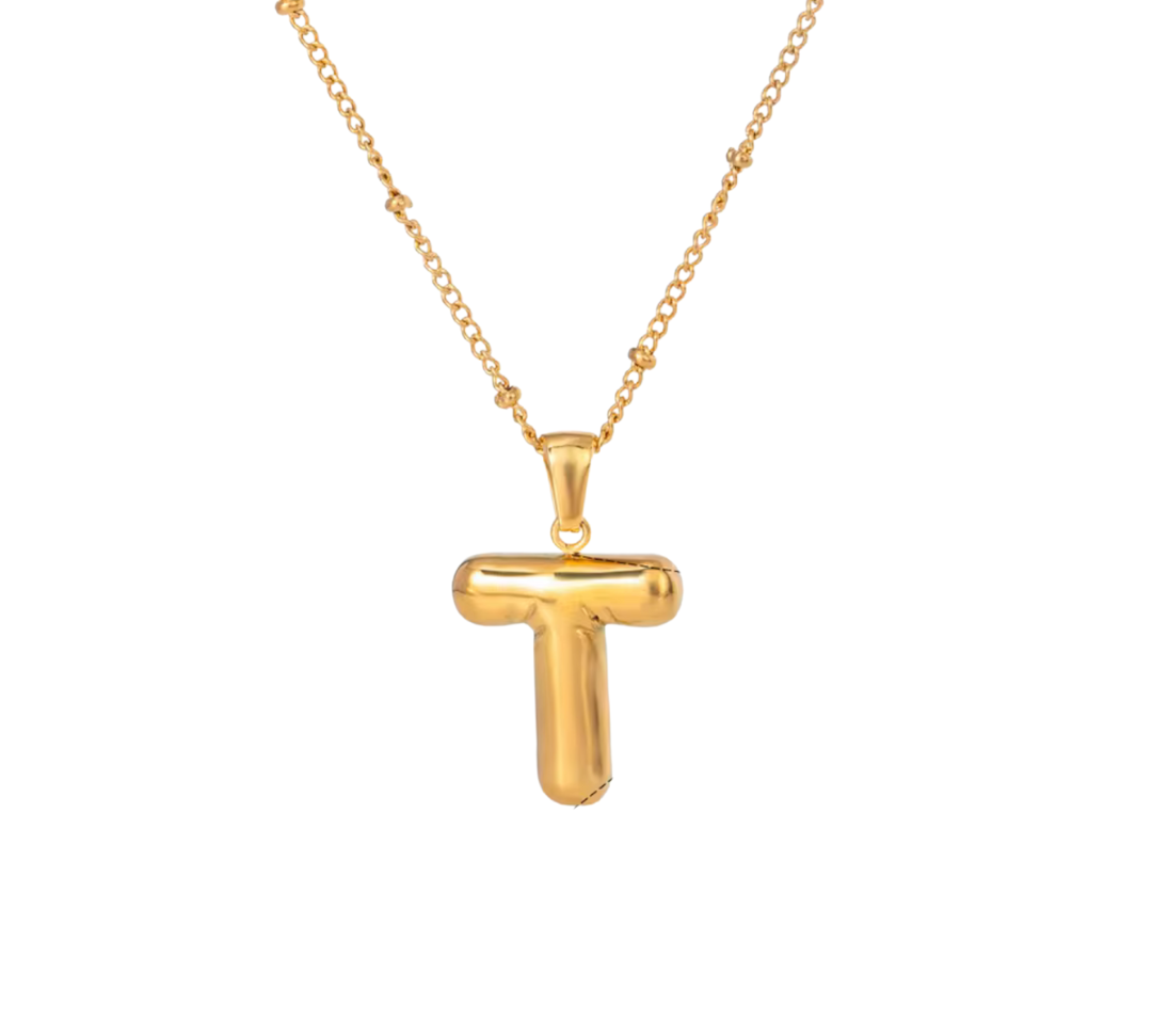 Bubble Letter Initial Necklace