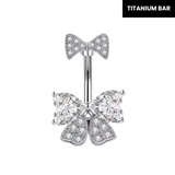 Silver Bow Titanium Belly Bar