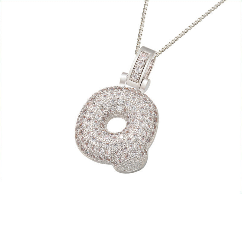 Silver Icy Bubble Letter Initial Necklace
