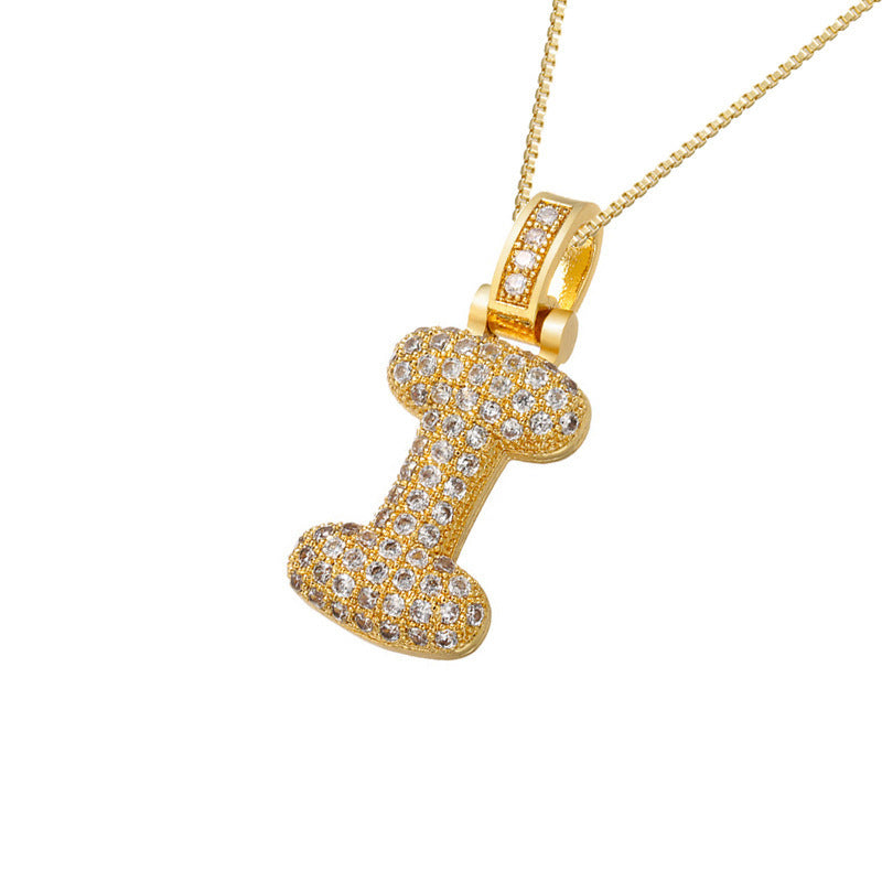 Gold Icy Bubble Letter Initial Necklace