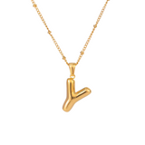 Bubble Letter Inital Necklace