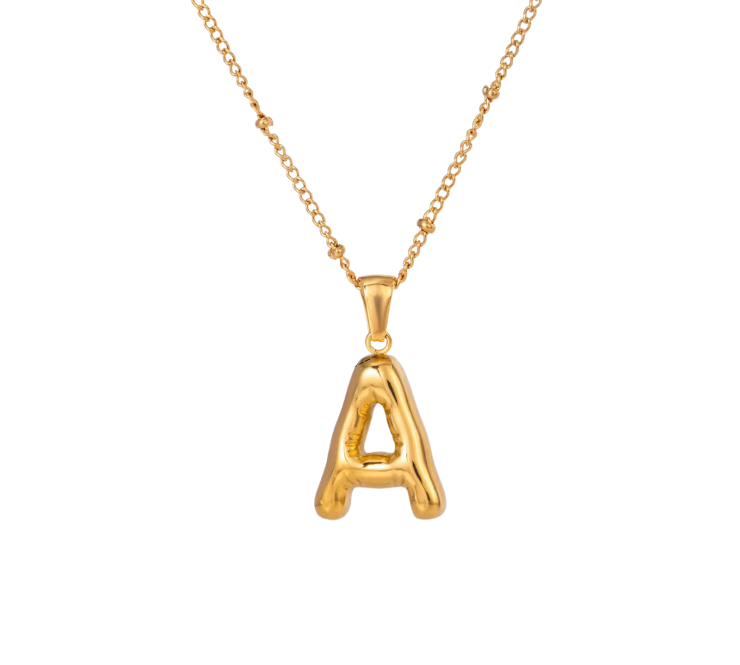 Bubble Letter Initial Necklace