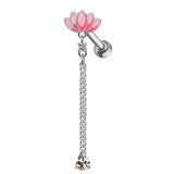 Silver Dangling Lotus Helix Piercing