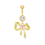 Pink Gold Bow Belly Bar