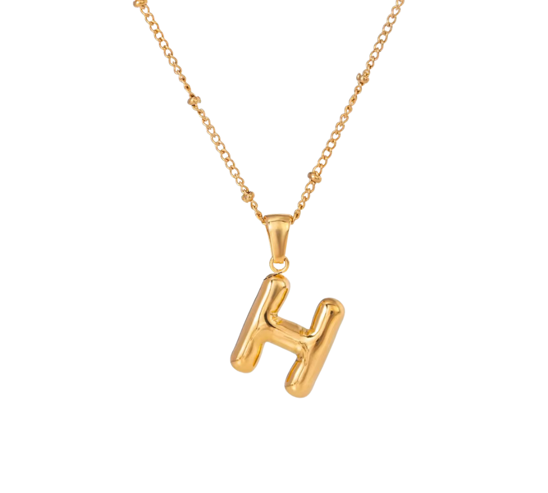 Bubble Letter Initial Necklace