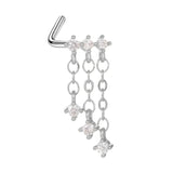 Silver Chain Dangling Nose Stud