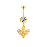 Gold CZ Bumble Bee Belly Bar