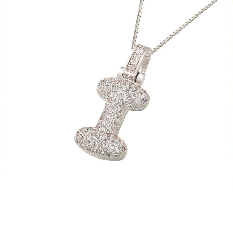 Silver Icy Bubble Letter Initial Necklace