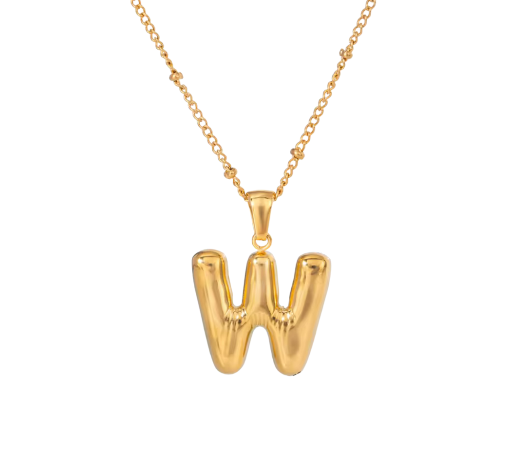 Bubble Letter Initial Necklace