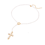 Pearl Cross Dangling Necklace