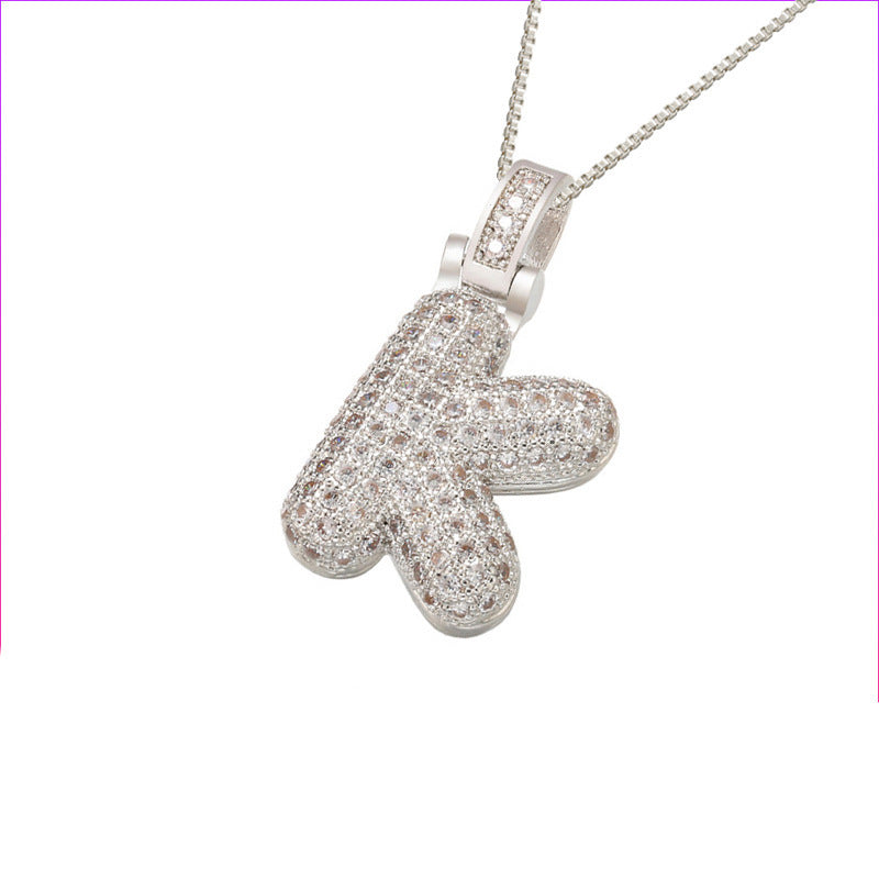 Silver Icy Bubble Letter Initial Necklace