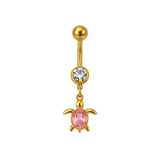 Pink Turtle Dangling Belly Bar