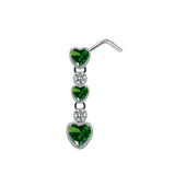Green Love Dangling Nose Stud