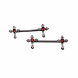 Silver Red Cross Nipple Bars