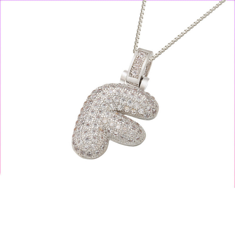 Silver Icy Bubble Letter Initial Necklace