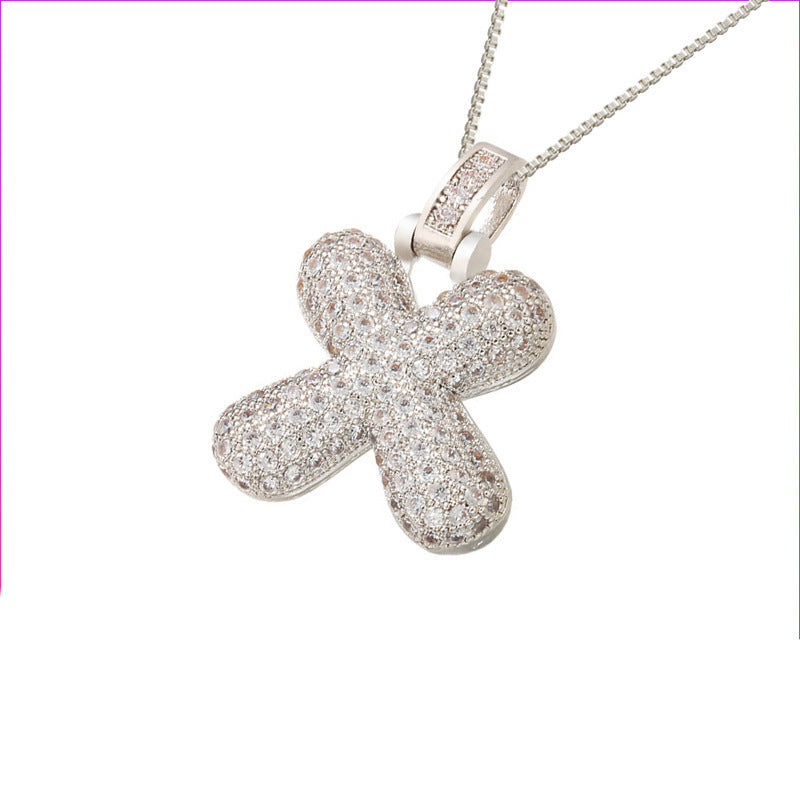 Silver Icy Bubble Letter Initial Necklace
