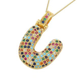 Multicolour Icy Bubble Letter Inital Necklace