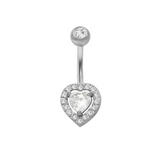 Silver Heart Belly Bar