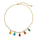 Pearl Colourful Gemstone Necklace