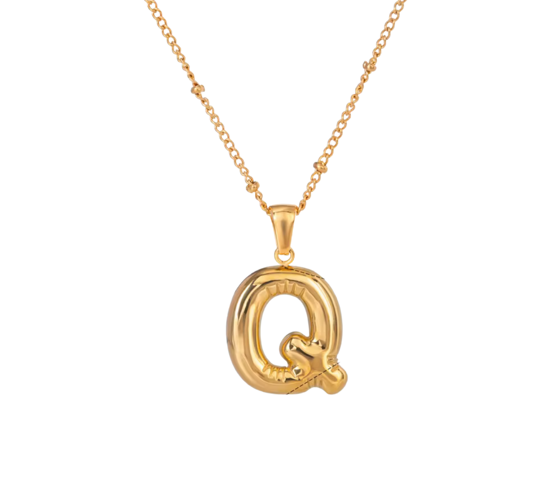 Bubble Letter Initial Necklace