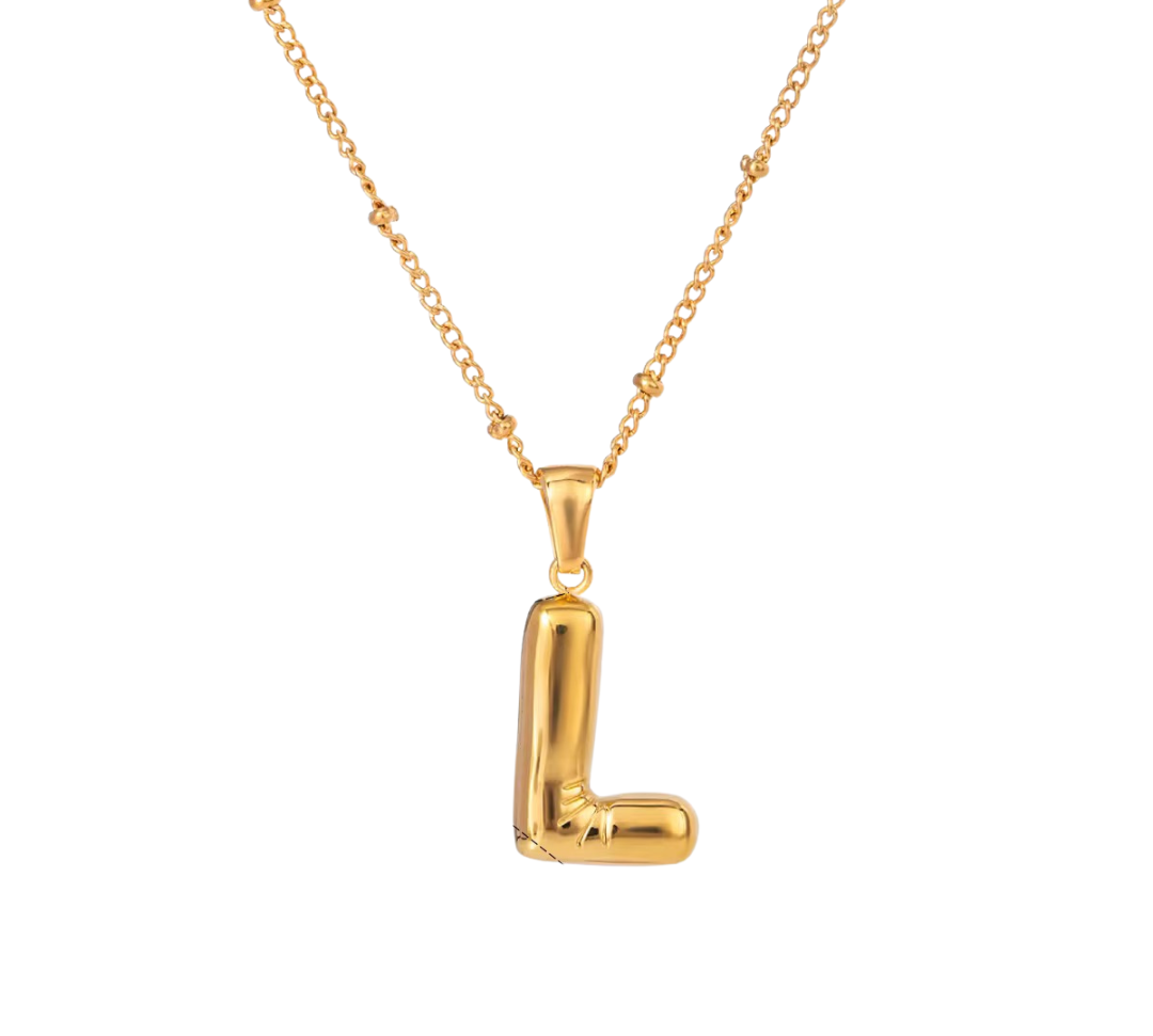 Bubble Letter Initial Necklace