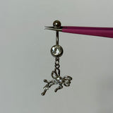 Silver Geometric Bow Belly Bar