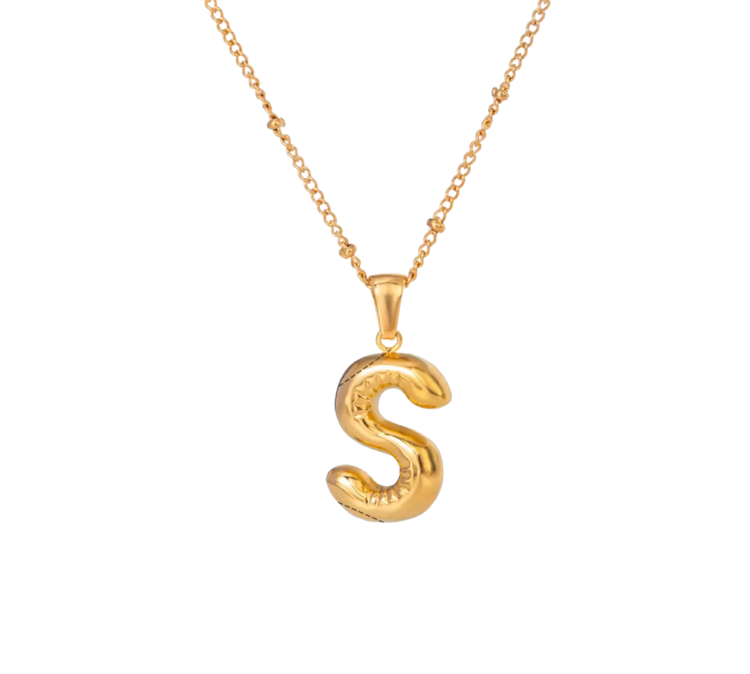 Bubble Letter Initial Necklace