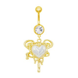 Gold Dripping Pearl Belly Bar