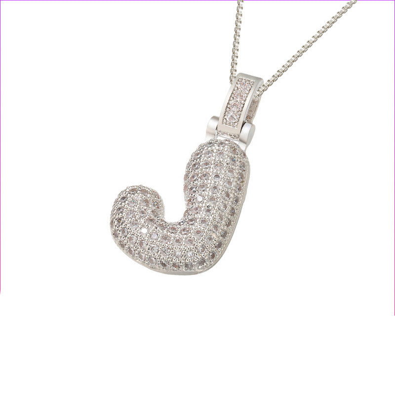 Silver Icy Bubble Letter Initial Necklace