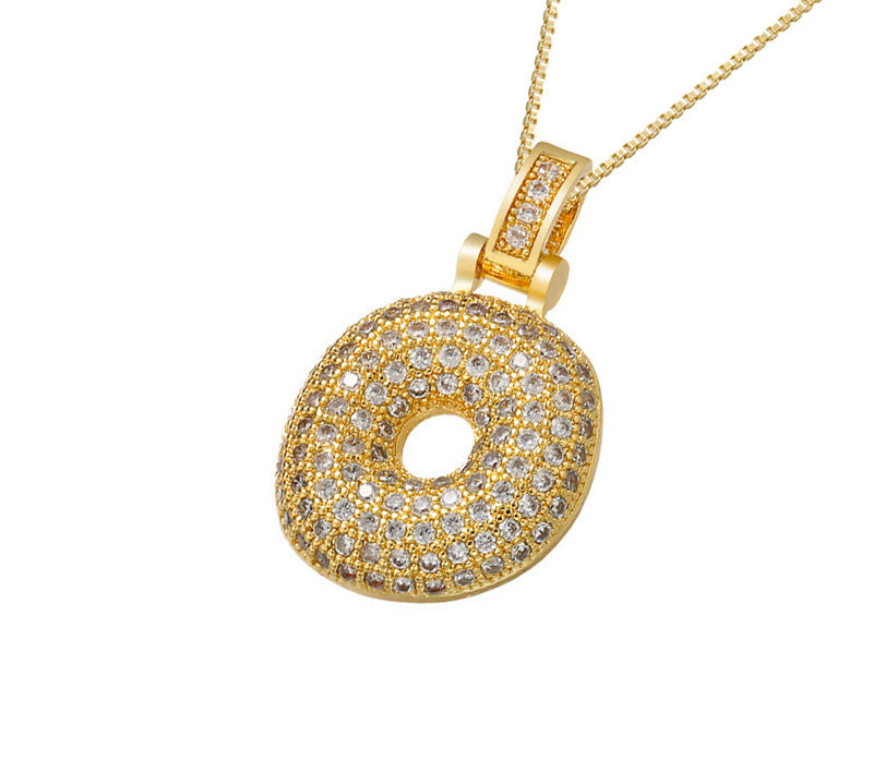 Gold Icy Bubble Letter Initial Necklace