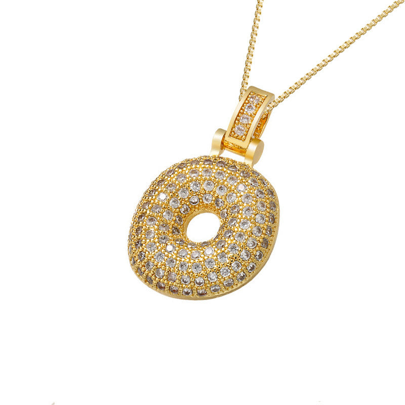 Gold Icy Bubble Letter Initial Necklace