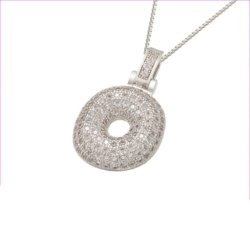 Silver Icy Bubble Letter Initial Necklace