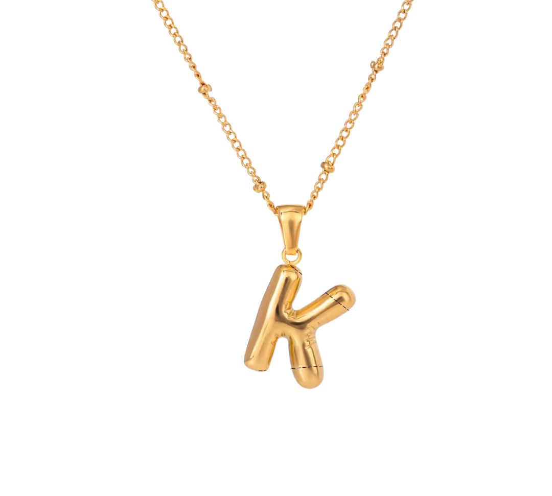 Bubble Letter Initial Necklace