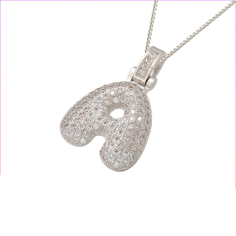 Silver Icy Bubble Letter Initial Necklace