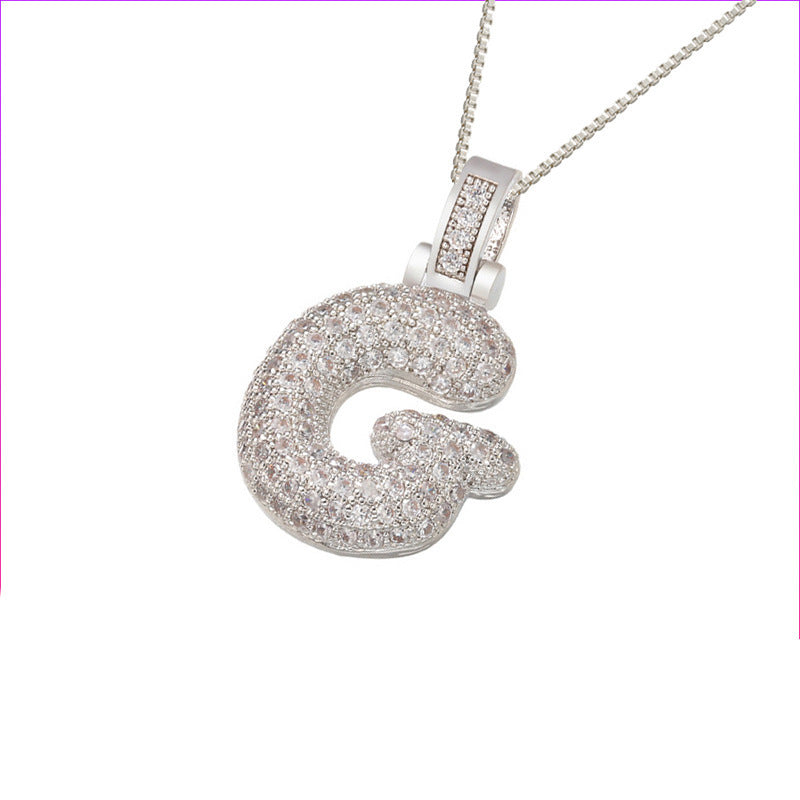 Silver Icy Bubble Letter Initial Necklace