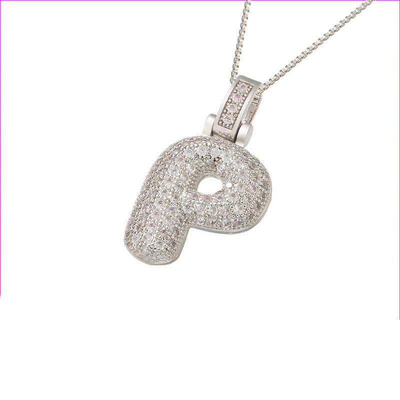 Silver Icy Bubble Letter Initial Necklace