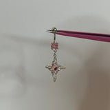Silver Pink Geometric Belly Bar