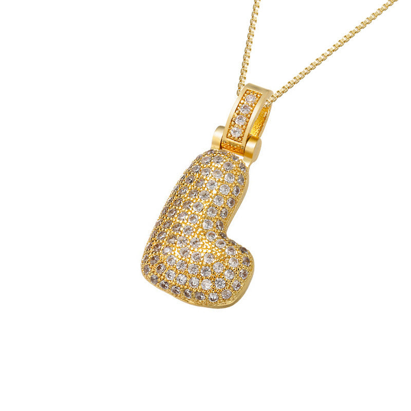 Gold Icy Bubble Letter Initial Necklace