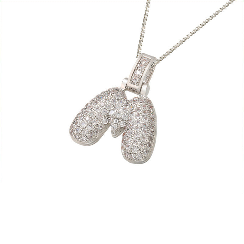 Silver Icy Bubble Letter Initial Necklace