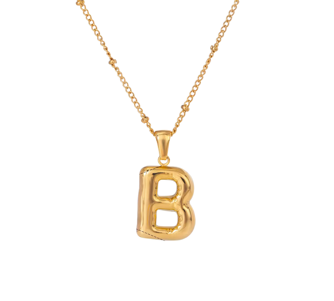 Bubble Letter Initial Necklace